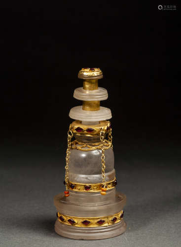 Gold Framed Crystal Stupa