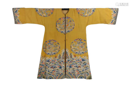 Chinese Yellow Base Kesi Dragon Robe