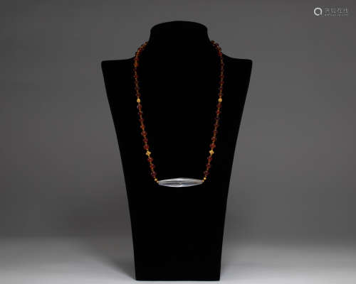 Crystal Bead with Gold Bead Necklace