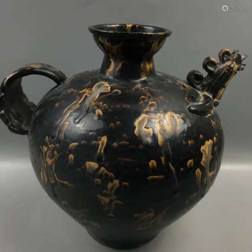 Jizhou Kiln Glazed Porcelain Phoenix Head Pot