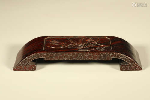 Huanghuali Wood Carved Orchid Pattern Arm Rest