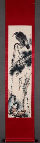 Chinese Drawing Pine Tree and Eagle Painting,Pan Tianshou Ma...