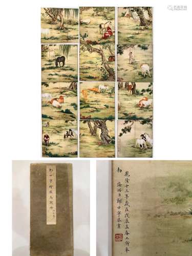 Chinese Drawing Horse Painting Album,Lang Shining Mark