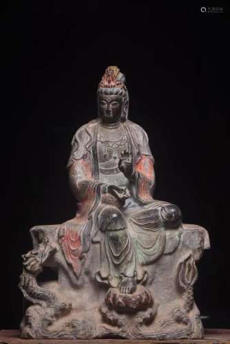 Grey Stone Colour Painted GuanYin Figure