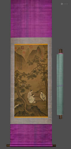 Chinese Drawing Character Story Silk Painting,Li Zhaodao Mar...