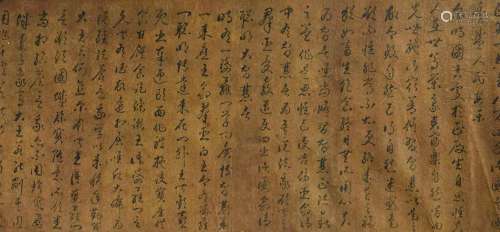 Chinese Drawing Buddhist Sutras Silk Hand Scroll,Wu Daozi Ma...