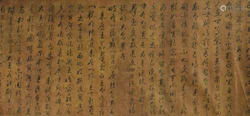 Chinese Drawing Buddhist Sutras Silk Hand Scroll,Wu Daozi Ma...