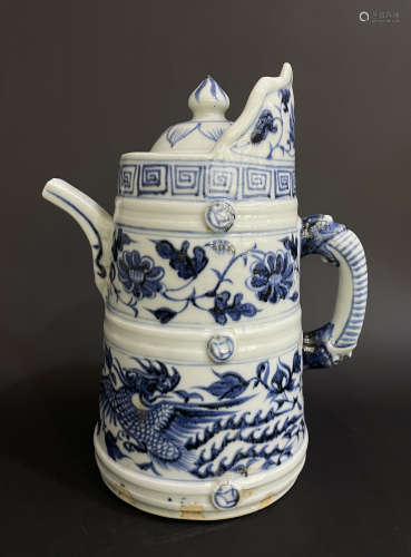 Blue and White Drawing Flower Pattern Porcelain Pot