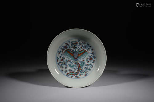 Doucai Flower and Phoenix Pattern Porcelain Plate