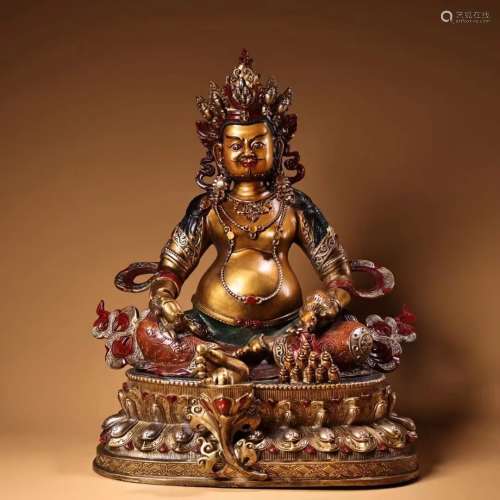 Tibetan Gilt Bronze Yellow Jambala Figure