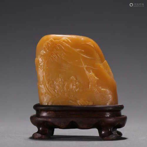 Shoushan Tianhuang Carved Landscape and Character Pattern Or...