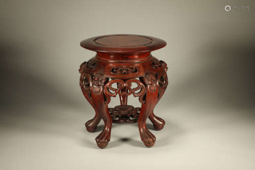 Huanghuali Wood Carved Lion Ears Chair