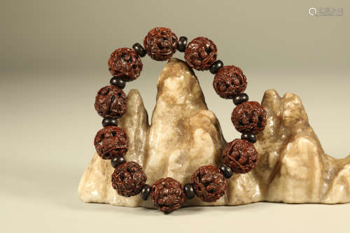 Walnut Nut Carved Character Bead