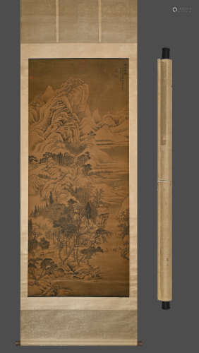 Chinese Drawing Landscape Silk Painting,Li Cheng Mark