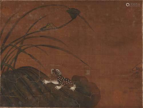 A CHINESE INSECT PAINTING ON SILK, HANGING SCROLL, ZHOU BOQI...