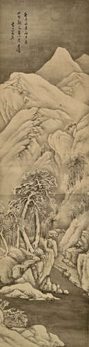 A CHINESE LANDSCAPE PAINTING ON PAPER, HANGING SCROLL, FA RU...