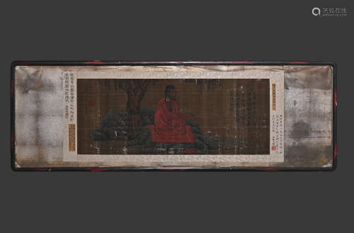 A CHINESE FIGURE PAINTING ON SILK, MOUNTED AND FRAMED, ZHAO ...