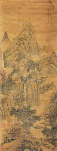 A CHINESE LANDSCAPE PAINTING ON SILK, HANGING SCROLL,  DAI X...