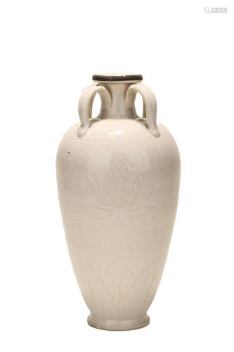 A DING WHITE-GLAZED FLORAL MEIPING