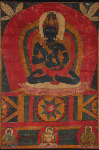 A THANGKA DEPICTING TIBETAN BON RELIGION PRINCIPAL BUDDHA