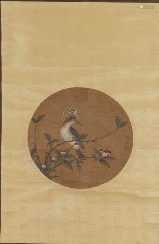 A CHINESE FLOWER AND BIRD PAINTING ON SILK, HANGING SCROLL, ...