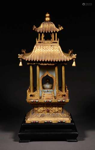 A GILT-BRONZE STUPA