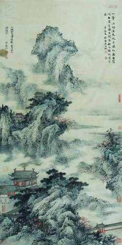 A CHINESE LANDSCAPE PAINTING ON PAPER, HANGING SCROLL, YUAN ...