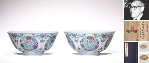 A PAIR OF DOUCAI FLOWER MEDALLION BOWLS