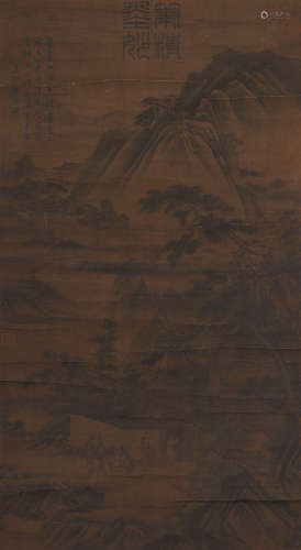 A CHINESE LANDSCAPE PAINTING ON SILK, HANGING SCROLL, TANG Y...