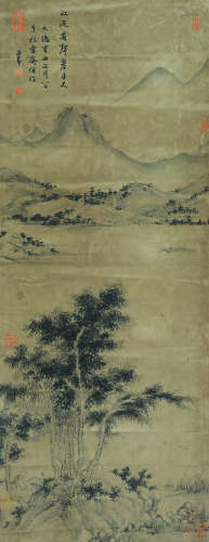 A CHINESE LANDSCAPE PAINTING ON PAPER, HANGING SCROLL, ZHAO ...