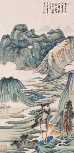 A Chinese Landscape Painting Scroll, Zhang Daqian Mark