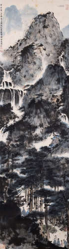A Chinese Landscape Painting Scroll, Fu Baoshi Mark
