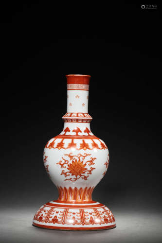 Iron-red Floral Procelain Vase