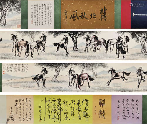 A Chinese Horse Painting Hand Scroll, Xu Beihong Mark