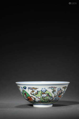Doucai Eight Immortals Figures Porcelain Bowl