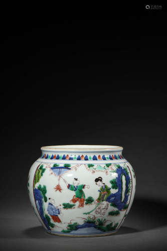 Famille Verte Figures Porcelain Jar