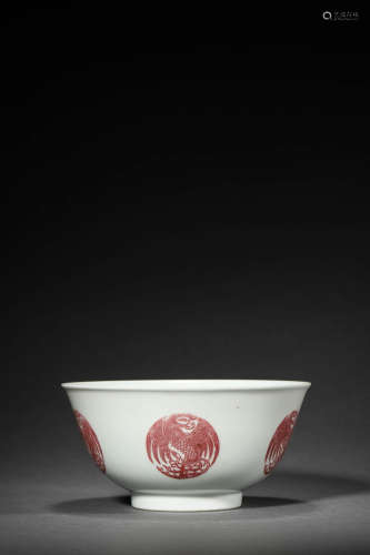 White Glaze Crane Pattern Porcelain Bowl