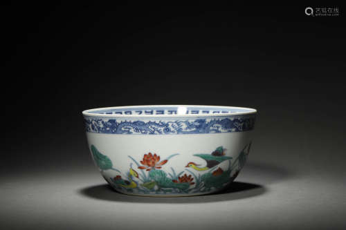 Doucai Lotus pond Pattern Porcelain Bowl
