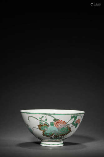 Famille Verte Lotus Pond Pattern Porcelain Bowl