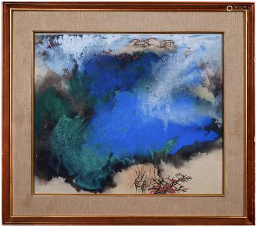 A Chinese Frame Painting,Zhang Daqian Mark