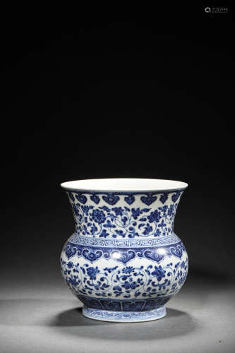 Blue&white Twining Flowers Pattern Porcelain Slag Bucket