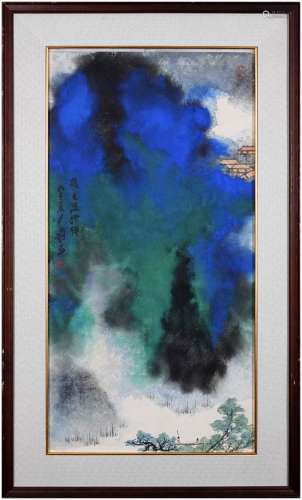 A Chinese Frame Painting,Zhang Saqian Mark