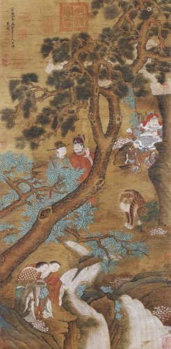 A Chinese Figures Painting Scroll, Wu Bin Mark