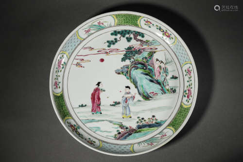 Famille Verte Figures Porcelain Plate