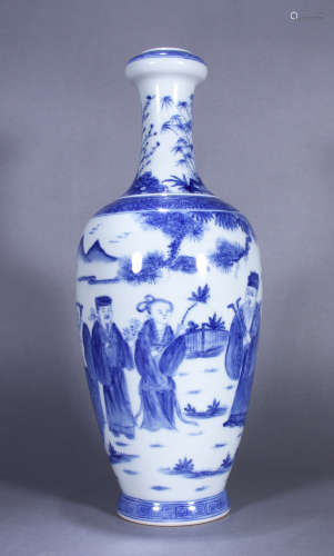 A Blue And White Eight Immortals Vase