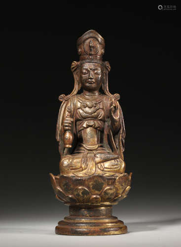 A Gilt-Bronze Avalokitesvara Statue