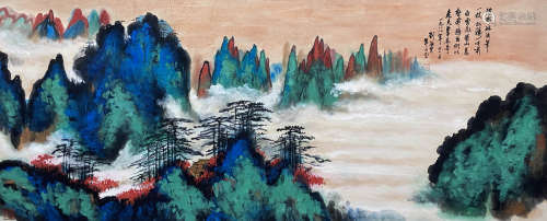 Liu Haisu,  Landscape Painting on Paper, Mounted