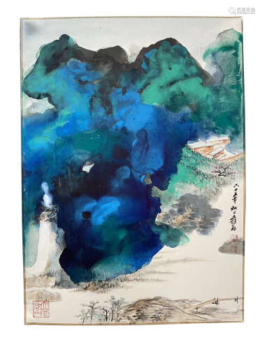 Zhang Daqian,  Landscape Painting on Paper, Mounted