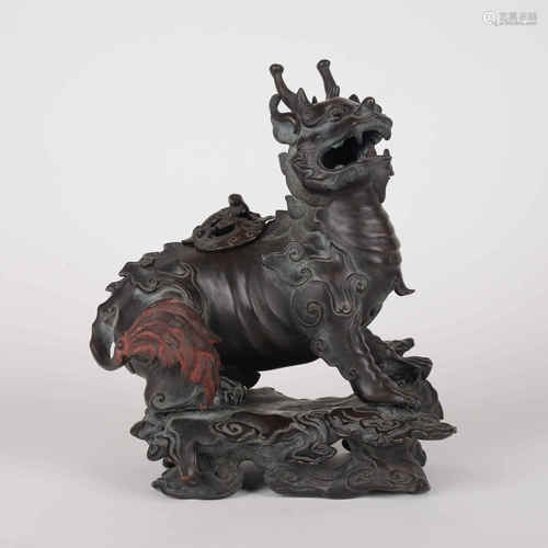 A Bronze Auspicious Beast Incense Burner