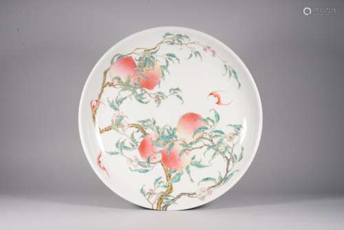 A Famille Rose Peaches Plate